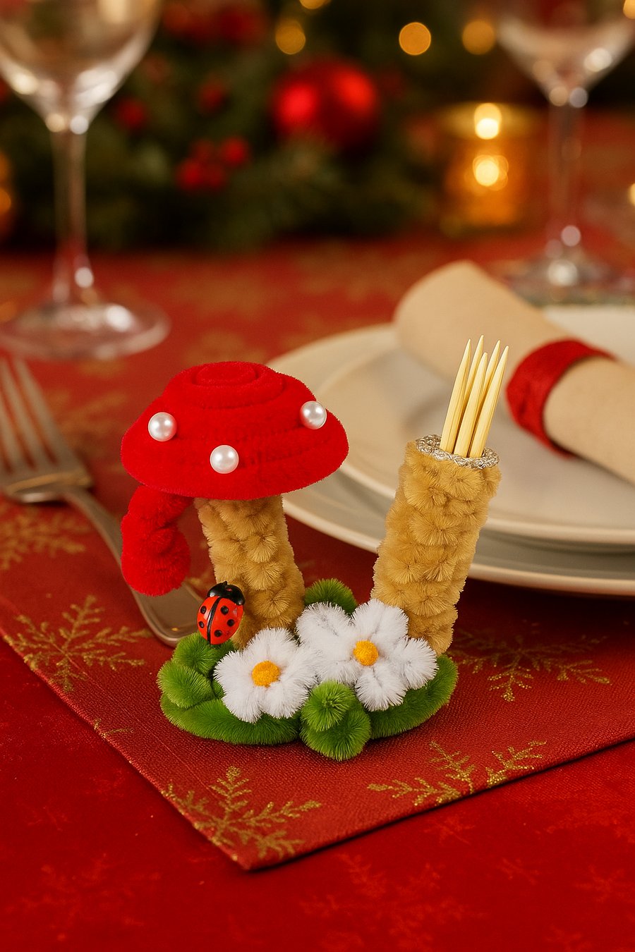 Handmade Woodland Mushroom Toothpick Stand – Quirky Kitchen Gift