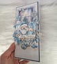 Handmade Santa Christmas Card (111) Blue Winter Scene. - Image 4