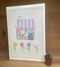 HAND EMBROIDERED GREETINGS CARD - Pastel Cottage - Image 4
