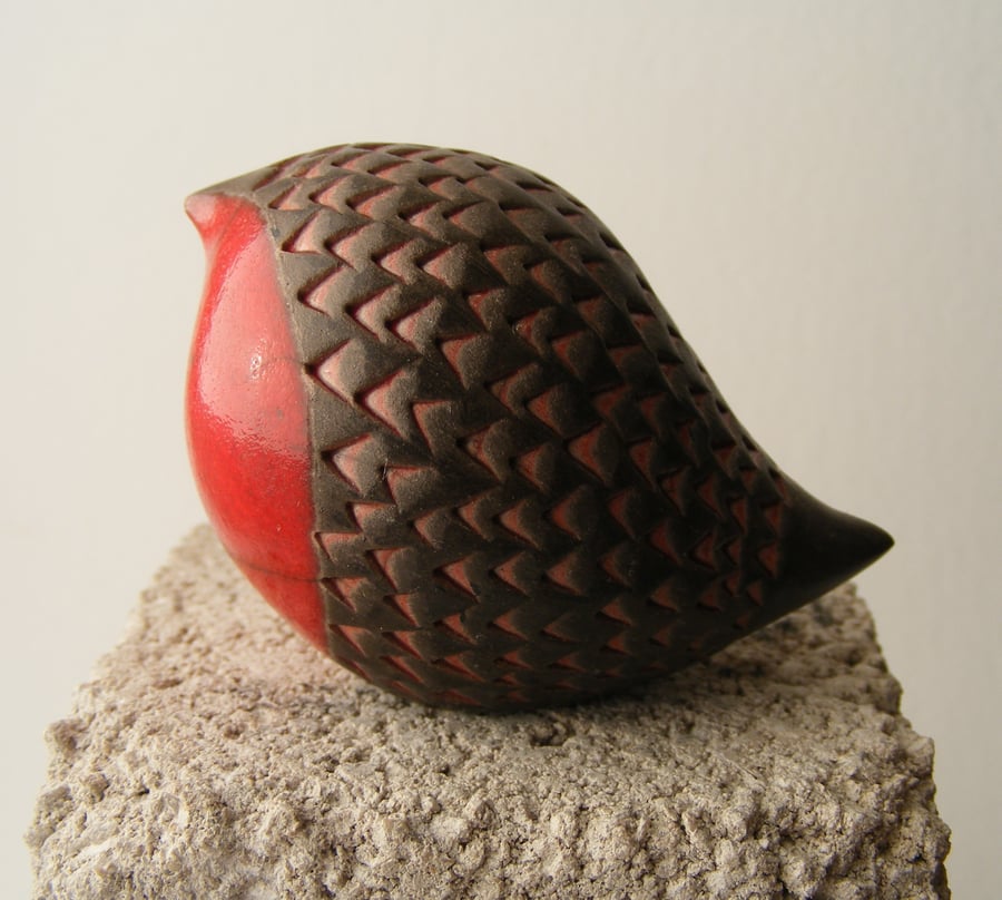 Textured raku fired baby robin