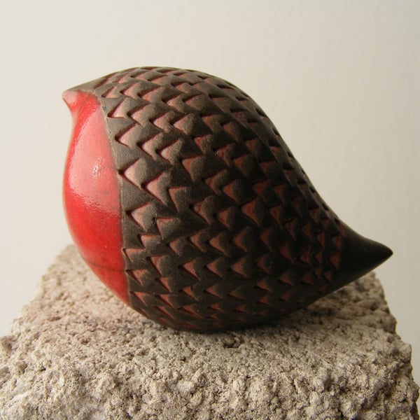 Textured raku fired baby robin