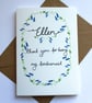 Personalised- wildflower thank you for being my bridesmaid card - Image 3
