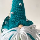 Turquoise and green Gnome Hat with Silver beads