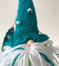 Turquoise and green Gnome Hat with Silver beads