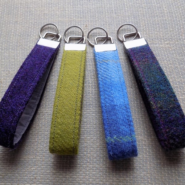 Harris Tweed key fob wrist strap in a choice of 4 colours