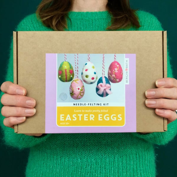 Needle felting Kit - Easter eggs - Create your own hanging Easter decorations 