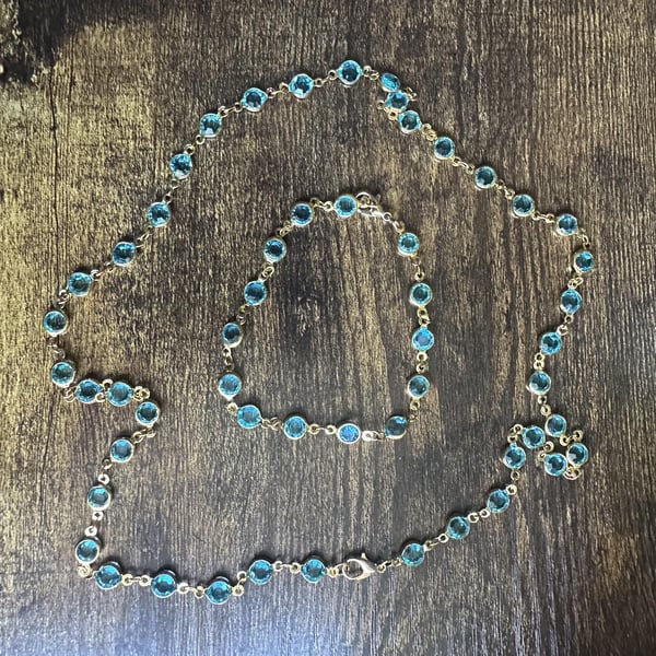 Handmade Necklace & Bracelet Set Celeste Blue Glass Beads High Quality