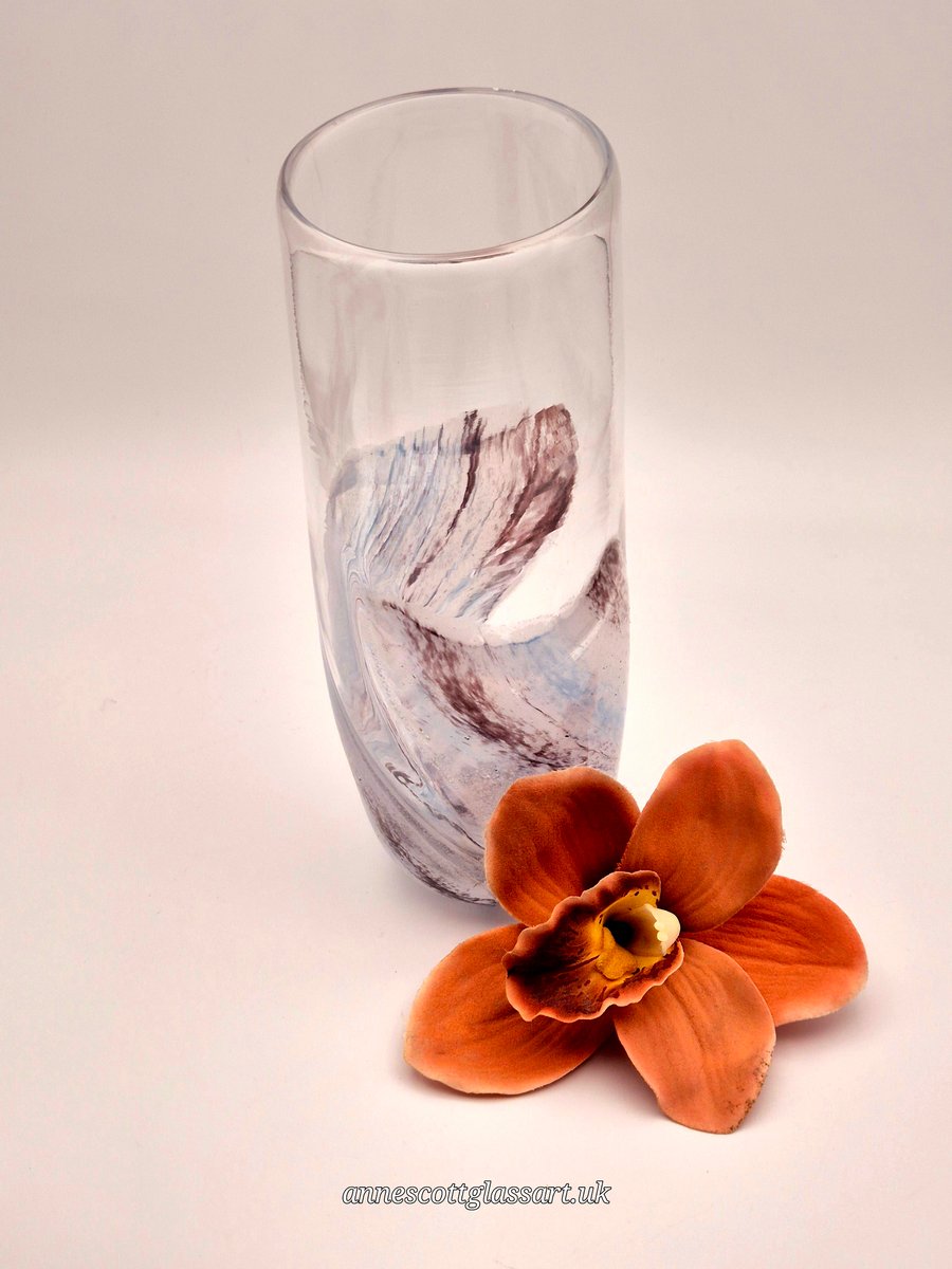 Unique Handmade Blown Glass Stormy Sky Textures Vase