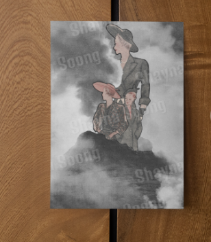 'Wisps' card printed from handmade collage