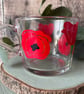 Poppy Glass Mug, Floral Glass Mug, Summer Flower Cup, Botanical Gift, - Image 1