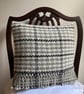 Angharad cushion: Ash grey 12" fringed. Handwoven in Wales - Image 7