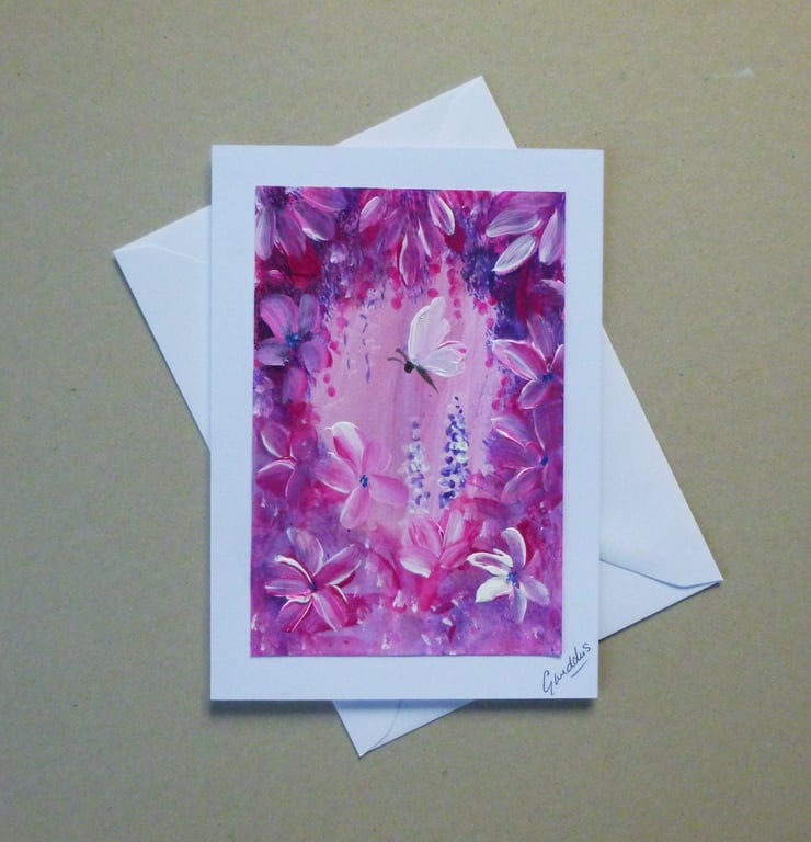 original art fantasy hand painted blank greetings  card ( ref FA 305 B1 )