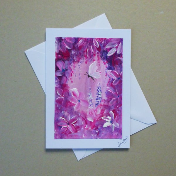 original art fantasy hand painted blank greetings  card ( ref FA 305 B1 )