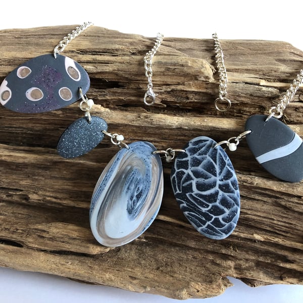Pebble Effect Polymer Clay Necklace