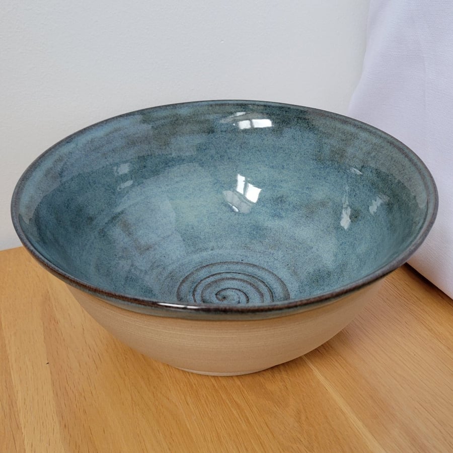 Large Handmade Pottery Fruit Bowl. Wheel-thrown Centrepiece. Rustic Natural Clay