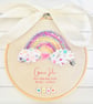 Rainbow Baby Announcement Hoop Personalised New Baby Gift Embroidered Keepsake