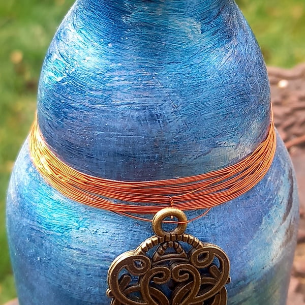 Blue Bottle Vase with Key