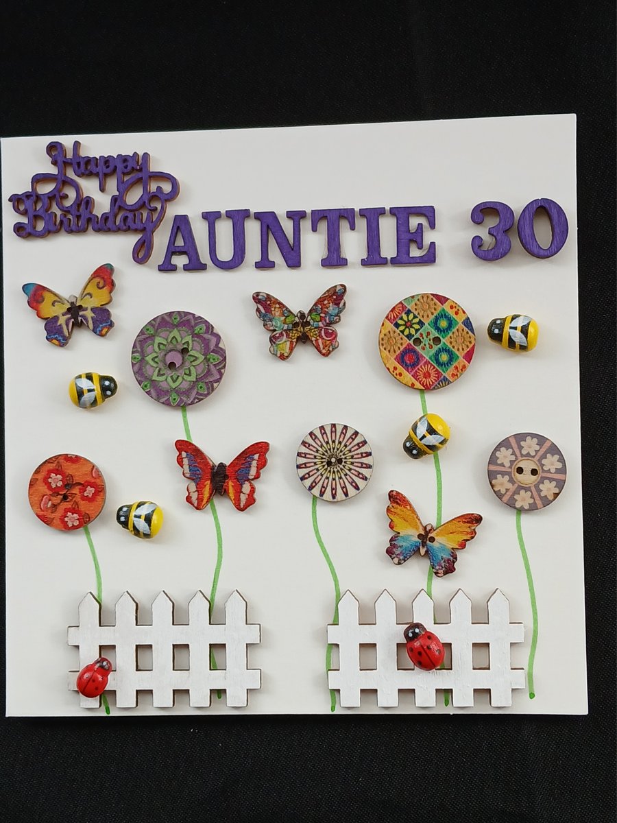 Handmade, Auntie 30th birthday card 
