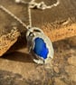 Sterling Silver Blue Opal Leaf Necklace 