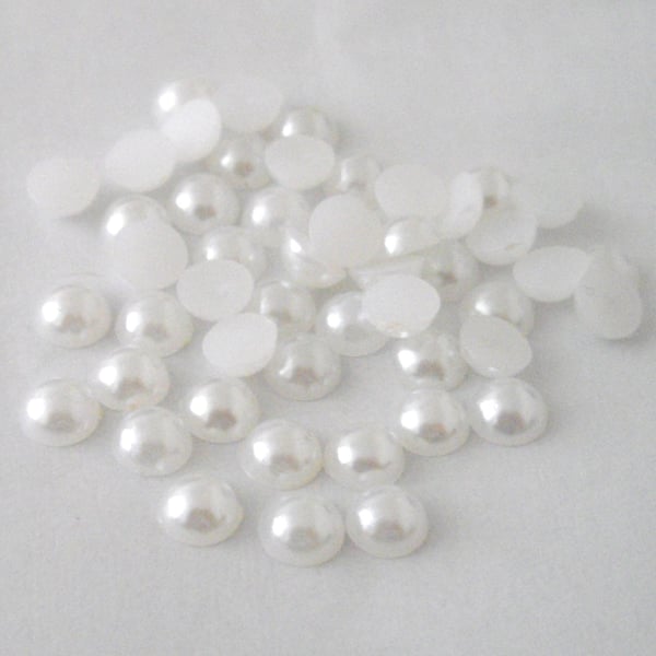 50 x White Half Pearl Embelishments