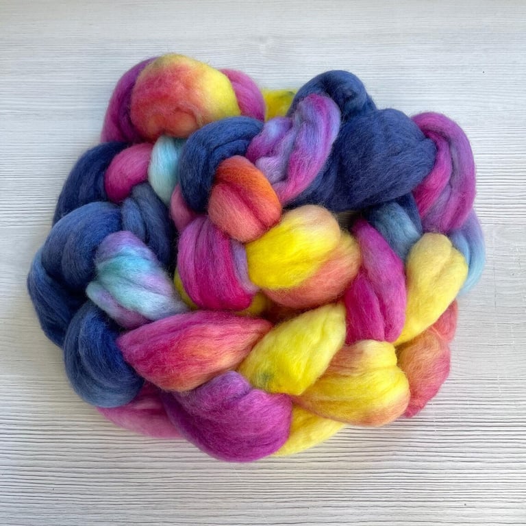 Polwarth Hand Dyed Fibre, Combed Top or Roving 100g