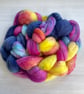 Polwarth Hand Dyed Fibre, Combed Top or Roving 100g