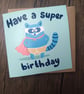 Superhero raccoon birthday card
