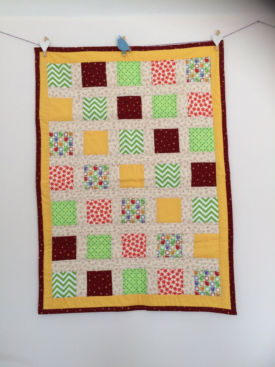Seconds Sunday. Cot quilt. Hopscotch design. Cotton and soft bamboo.
