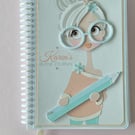 Handmade A5 Premium Journal-Round Glasses Lady-3D Notebook