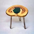 Handmade emerald epoxy Resin side table