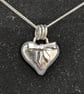 Sterling silver heart with bow, Silver heart necklace