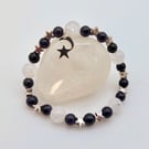 Quartz & Blue Goldstone Bracelet With Silver Stars, Birthday Gifts For Her