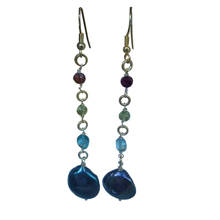 Purple Coin Pearl Earrings