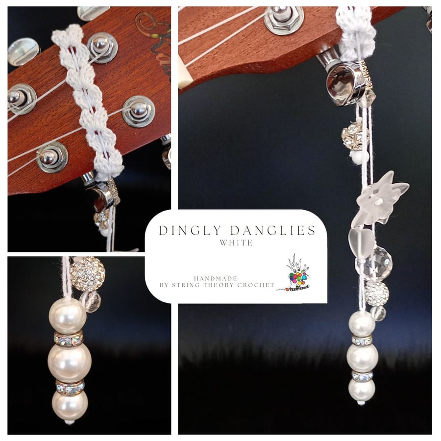 White Dingly Dangly   Ukulele Headstock Wrap