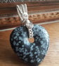 Snowflake Obsidian Heart Reversible Wirewrapped Pendant - Image 4