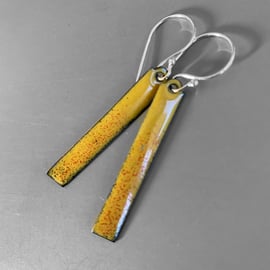 Long Yellow Enamel Earrings