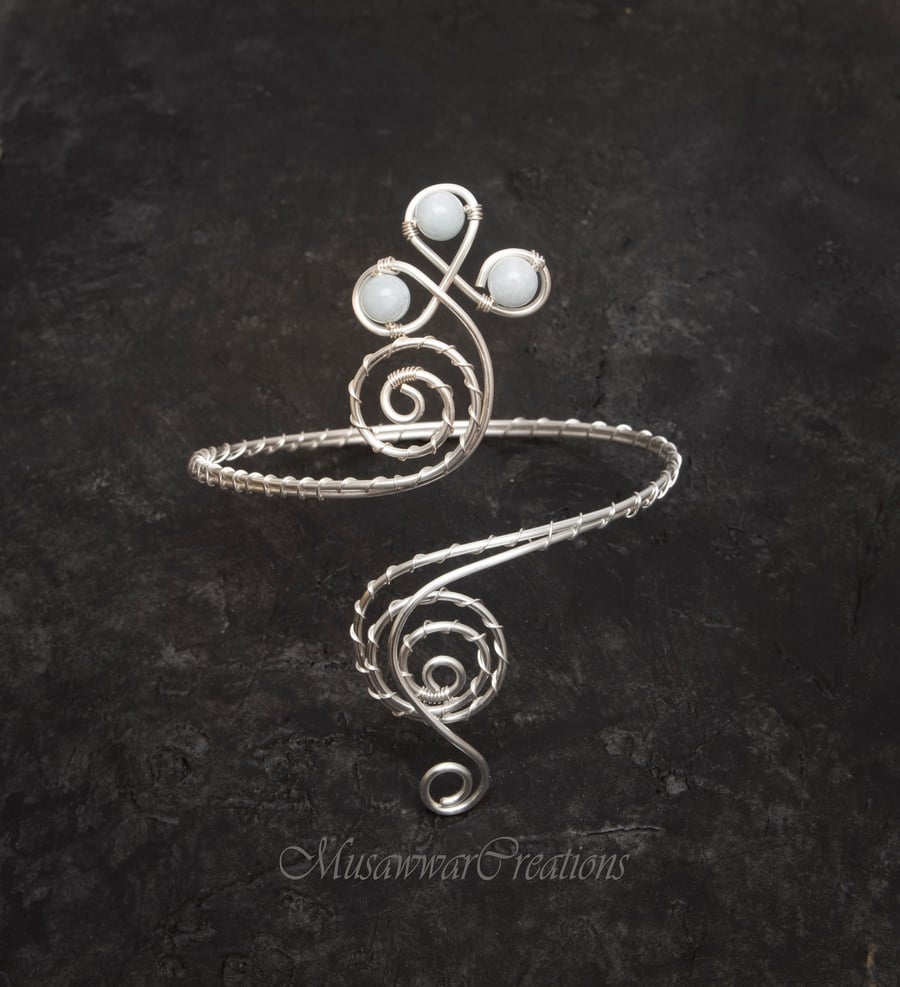 Handcrafted Silver-Plated Arm Cuff – Elegant Adjustable Bracelet