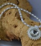 Imitation Pearl Necklace with Crystal Effect Pendant - Image 1