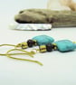 Turquoise howlite square earrings jasper gold haematite handmade gemstone
