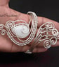 White Quartz Silver Wire Swirl Bracelet Cuff, Handmade silver bracelet cuff, - Image 2