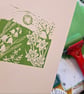 An original handprinted linoprint of a spring scene. 'Spring'. - Image 7