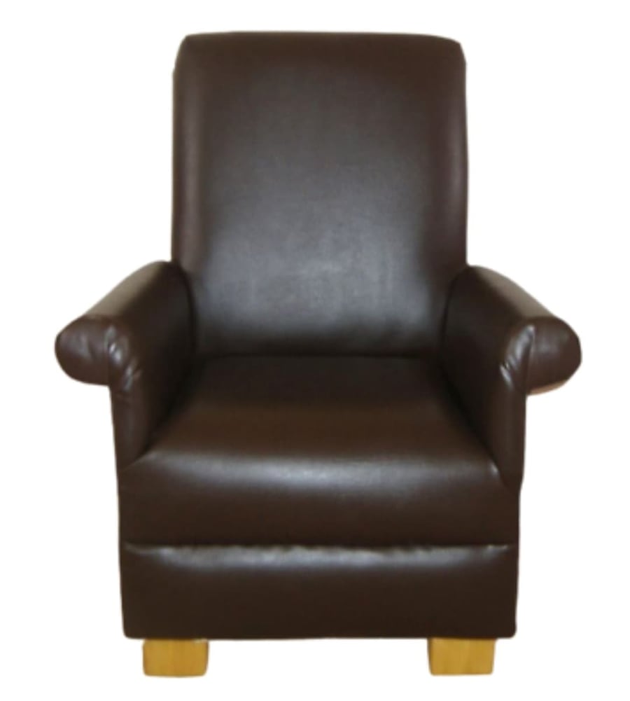 Kids Chair Brown Faux Leather Children's Armchair Boys Girls Seat Bedroom Baby