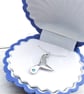 Fluke - Sterling Silver whale tail pendant with pale ocean blue stone - Image 2