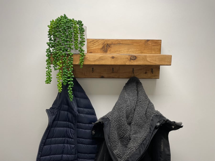 Coat rack with storage shelf rustic industrial modern style