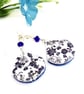 Dark Blue Floral and Crystal Earrings