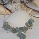 Aquamarine chip and Swarovski Crystal Necklace