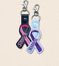 Warrior or Survivor Ribbon Keyring - Embroidered Awareness Support Gift - Image 1