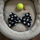 Black & White Paw Print Handmade Dog Bow Tie 
