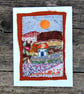 Autumn Textile landscape.  Upcycled fabric hand stitched picture  - Image 2
