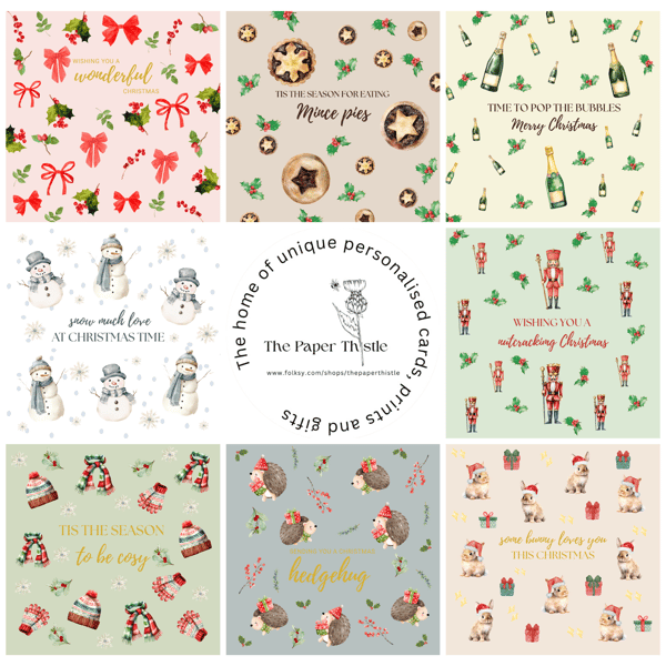 Christmas Card selection 8 cute illustrated cards and marching gift tags